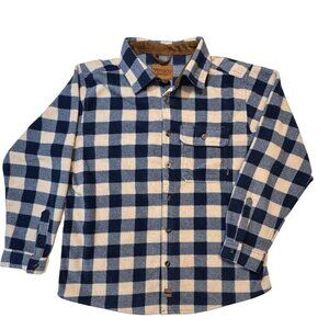 Venado Fleece‎ Shirt Men XL Blue/White Plaid Long Sleeve Heavyweight Work Hiking